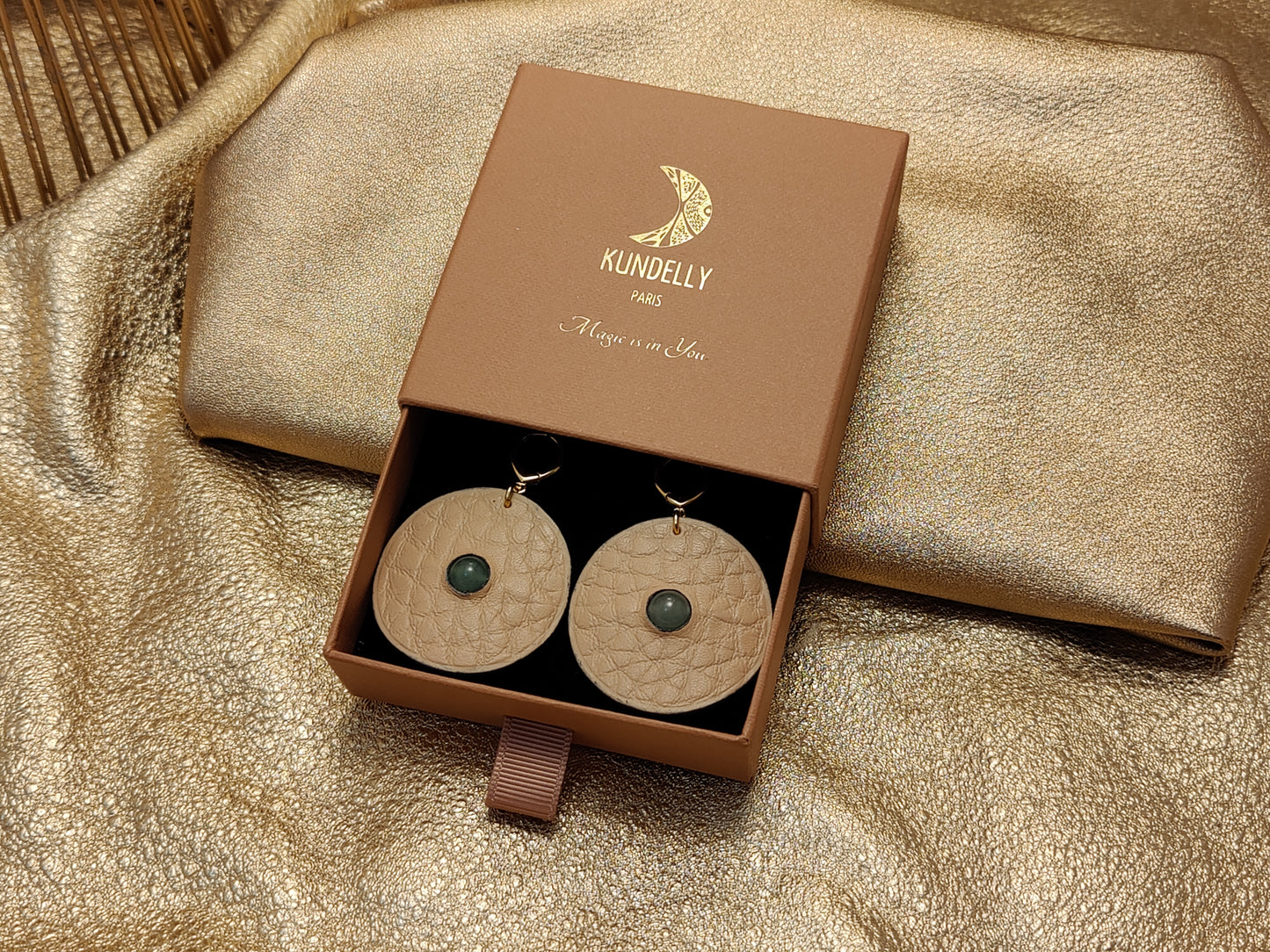 Boucles d'oreilles en cuir - Au Centre - Petit modèle