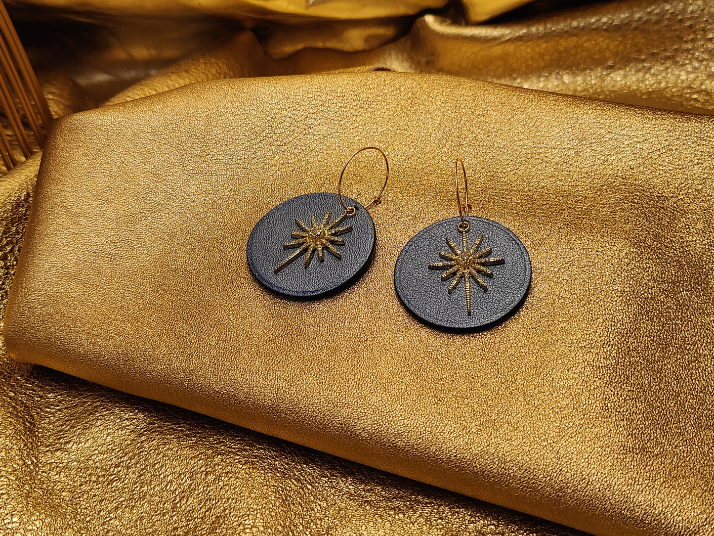 Leather earrings - L'Etoile - large model