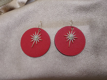 Leather earrings - L'Etoile - large model